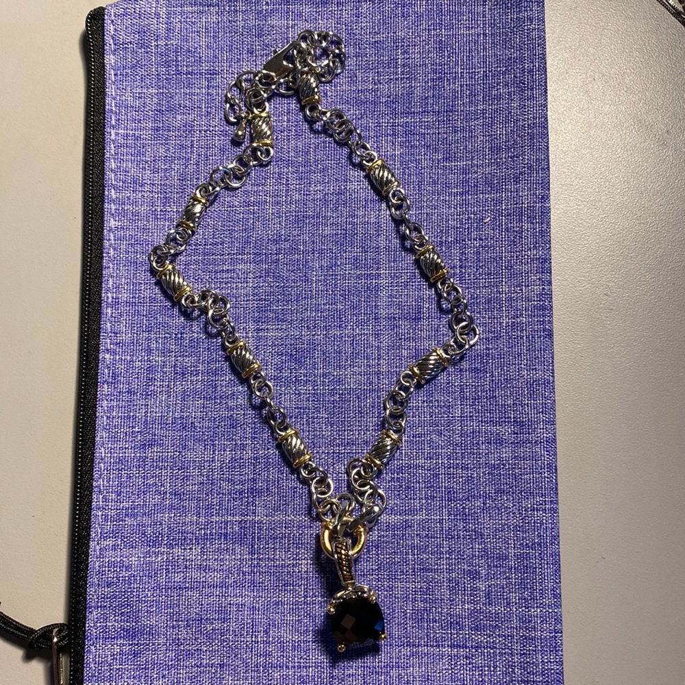 Premier Design two tone necklace with onyx removable enhancer